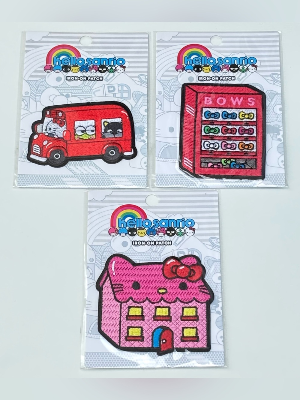 Hello Kitty Sanrio Loungefly Iron On Patch Set 3 Bus House Bows Kawaii Whimsical